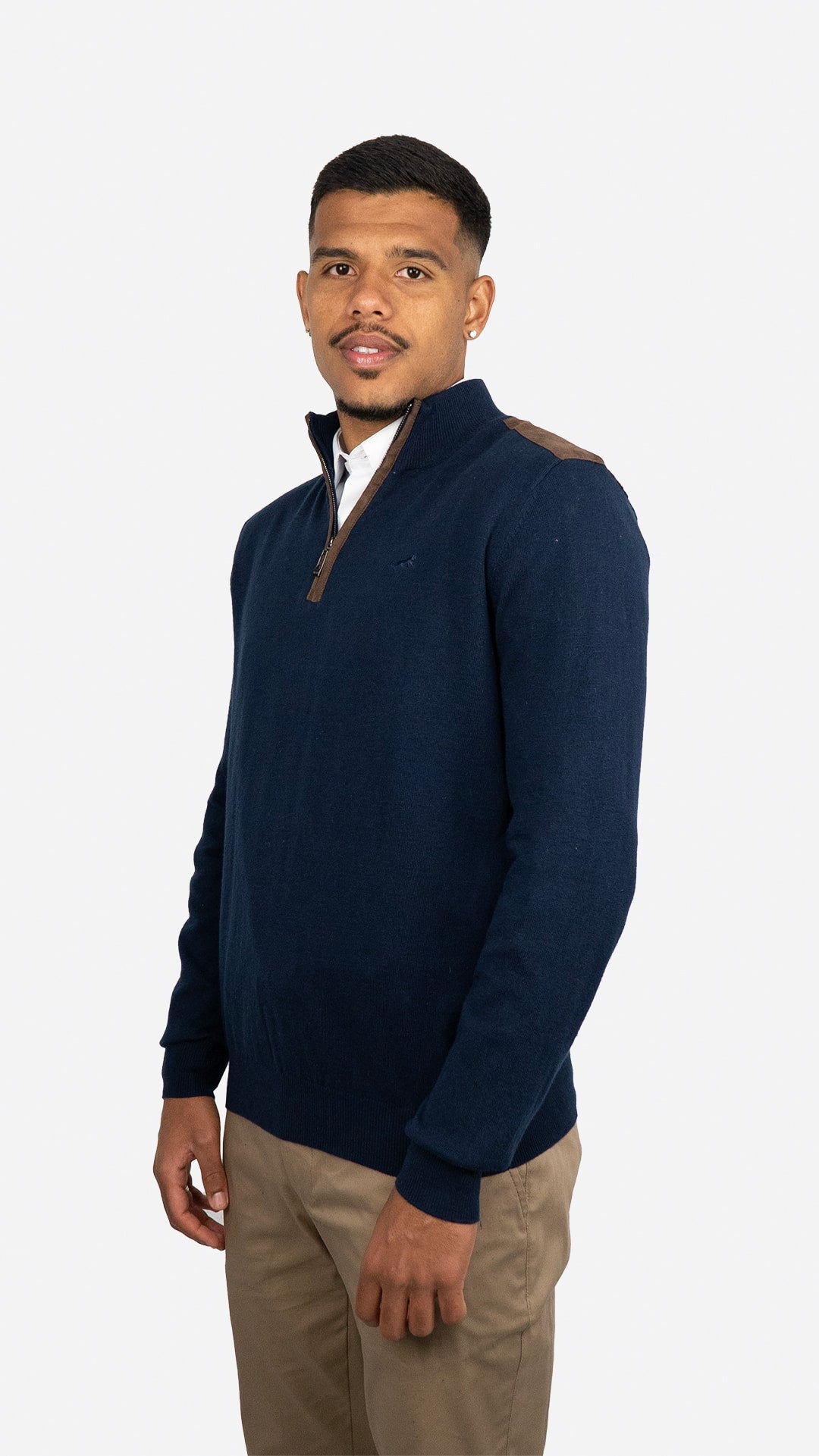 Camisola de Malha Azul com Fecho