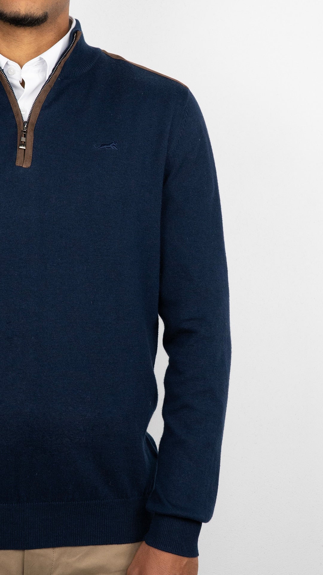 Camisola de Malha Azul com Fecho