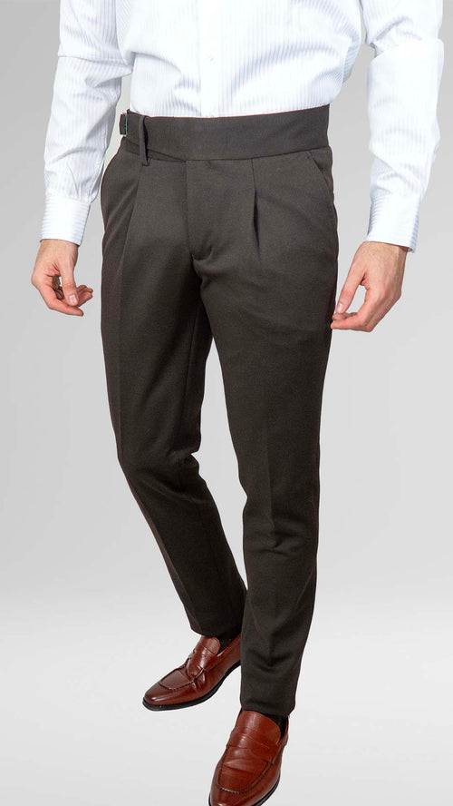 Calça de Fato Castanha Com Fivela