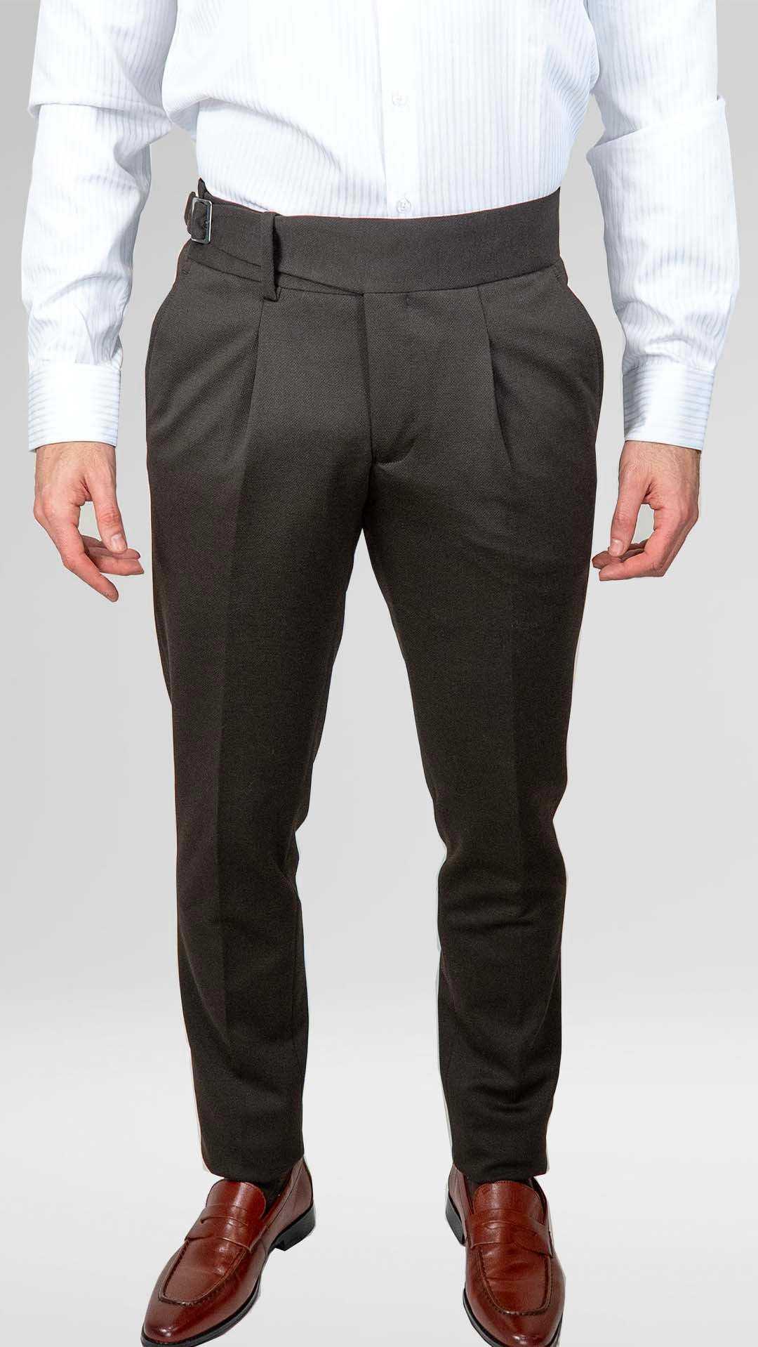 Calça de Fato Castanha Com Fivela