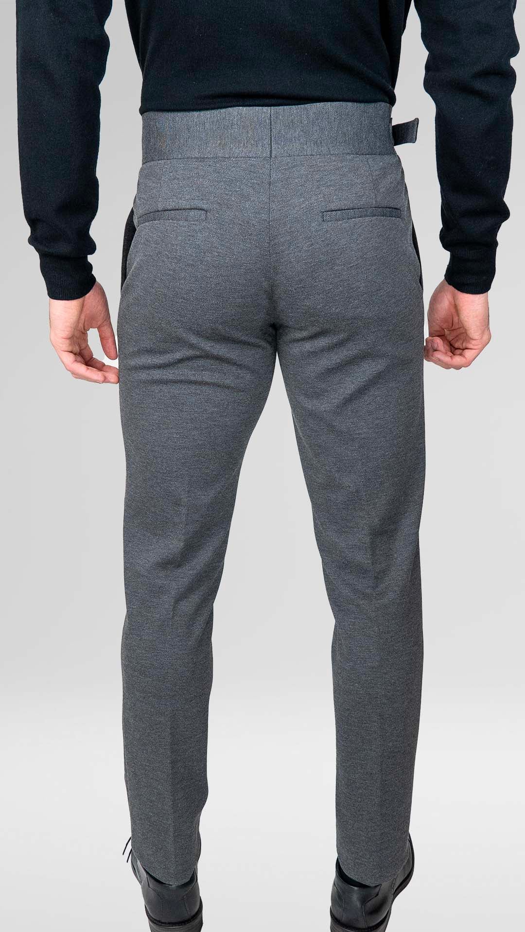 Calça de Fato Cinza Com Fivela