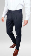 Calça de Fato Azul Marinho Com Fivela