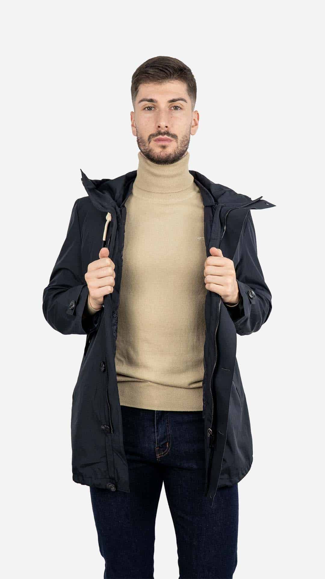 Parka com Colete Azul Marinho
