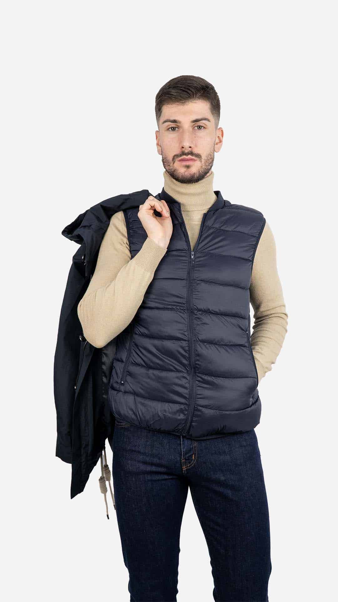 Parka com Colete Azul Marinho
