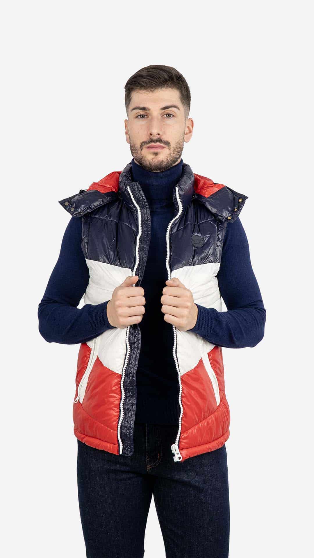 Colete com Capuz Tricolor