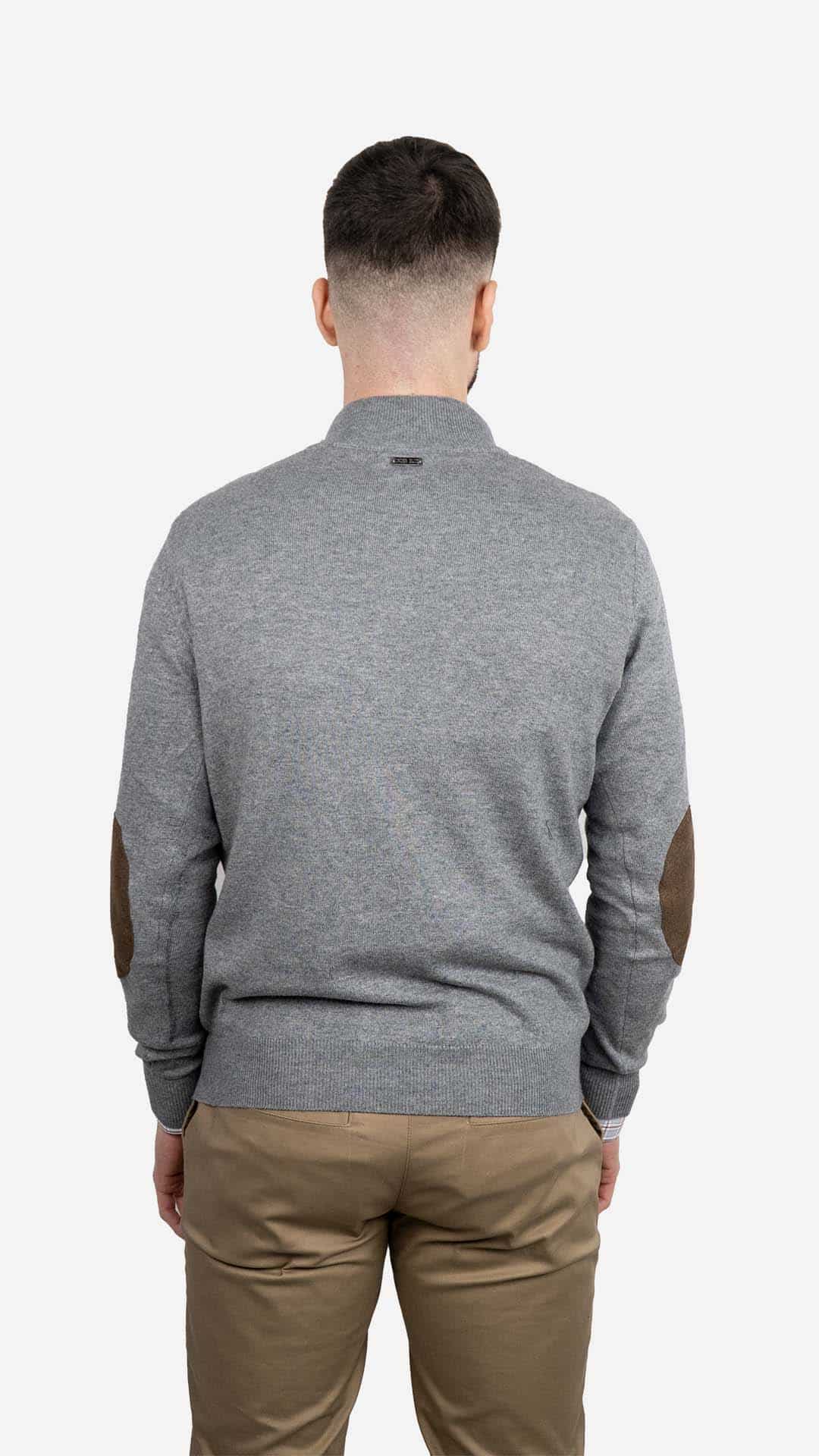 Camisola de Malha Cinzenta com Cotoveleiras