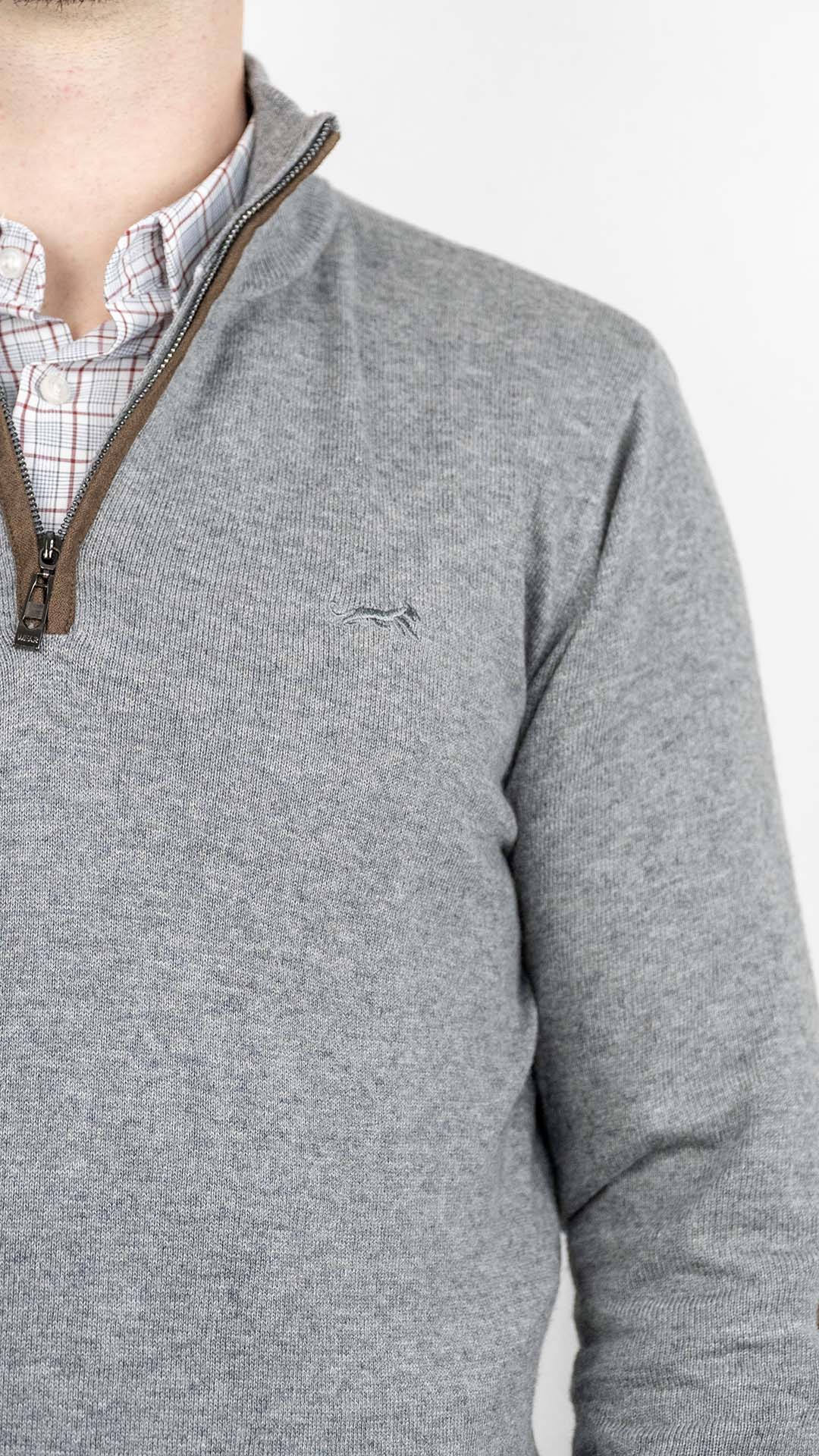 Camisola de Malha Cinzenta com Cotoveleiras