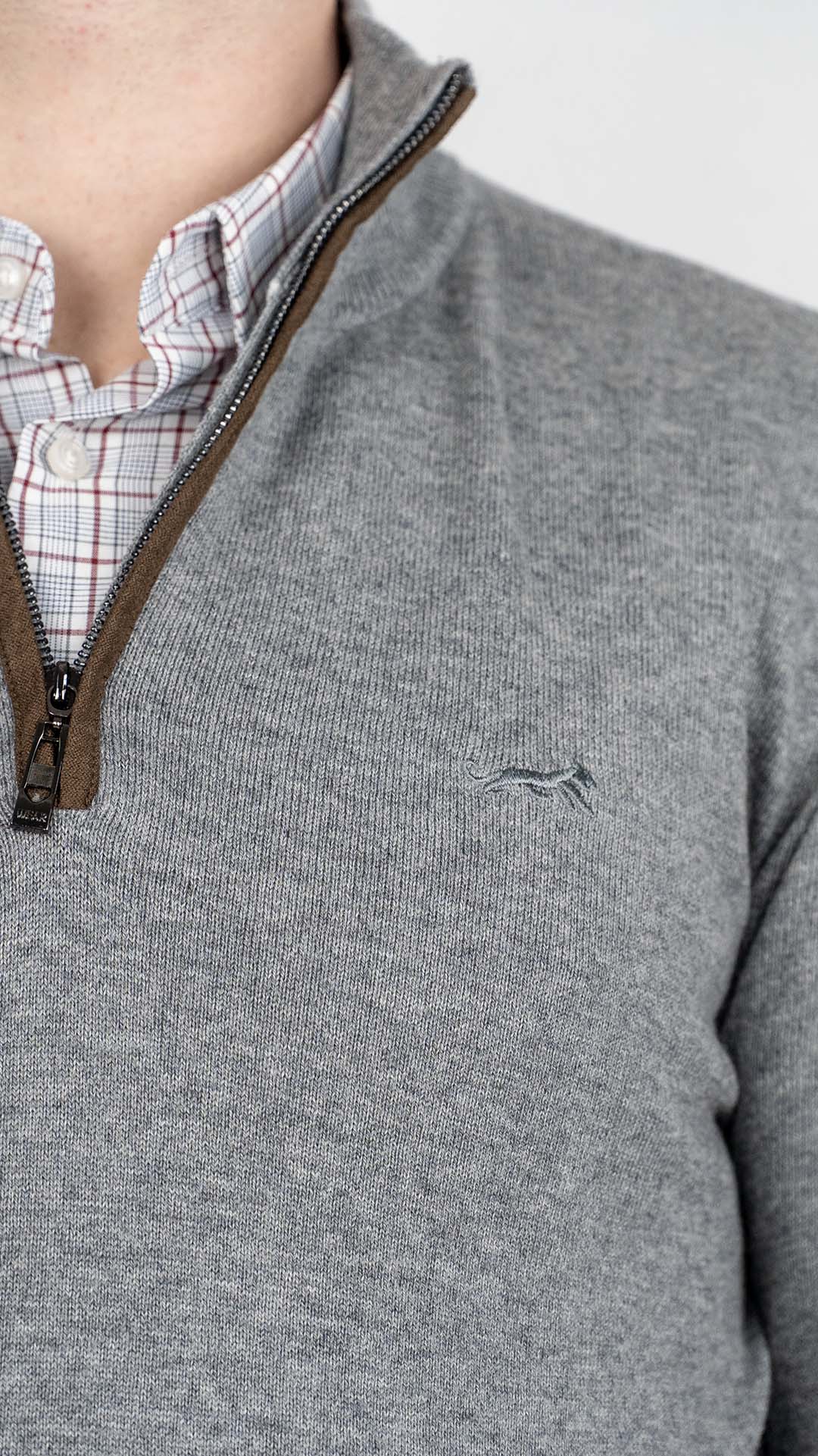Camisola de Malha Cinzenta com Cotoveleiras