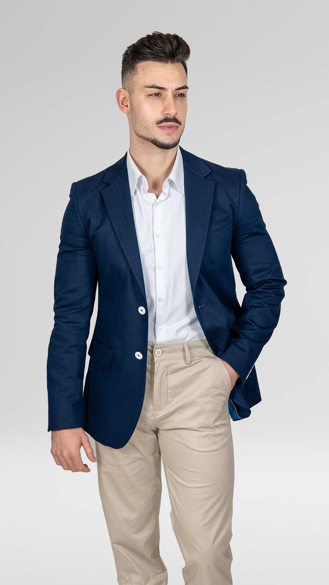 Blazer Azul Marinho com Padrão