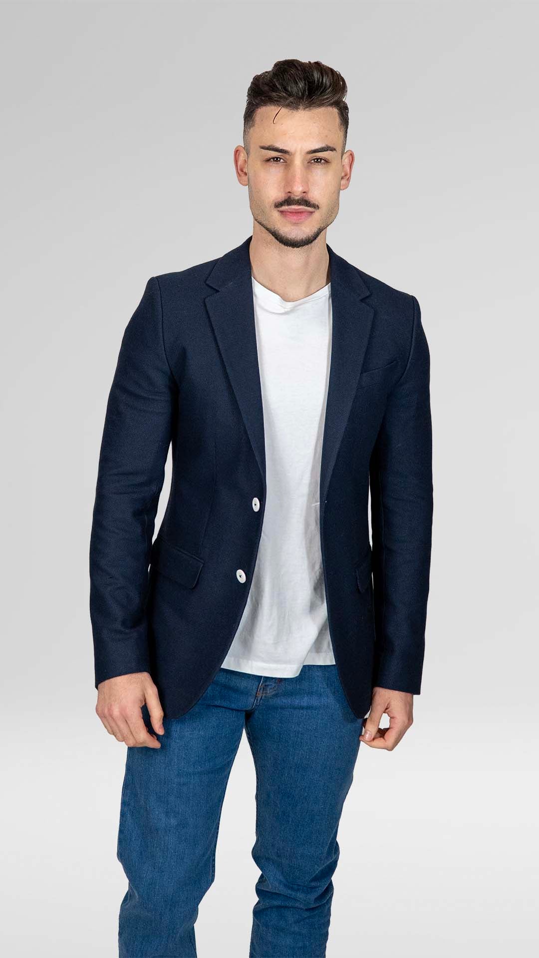 Blazer Azul Marinho Texturizado