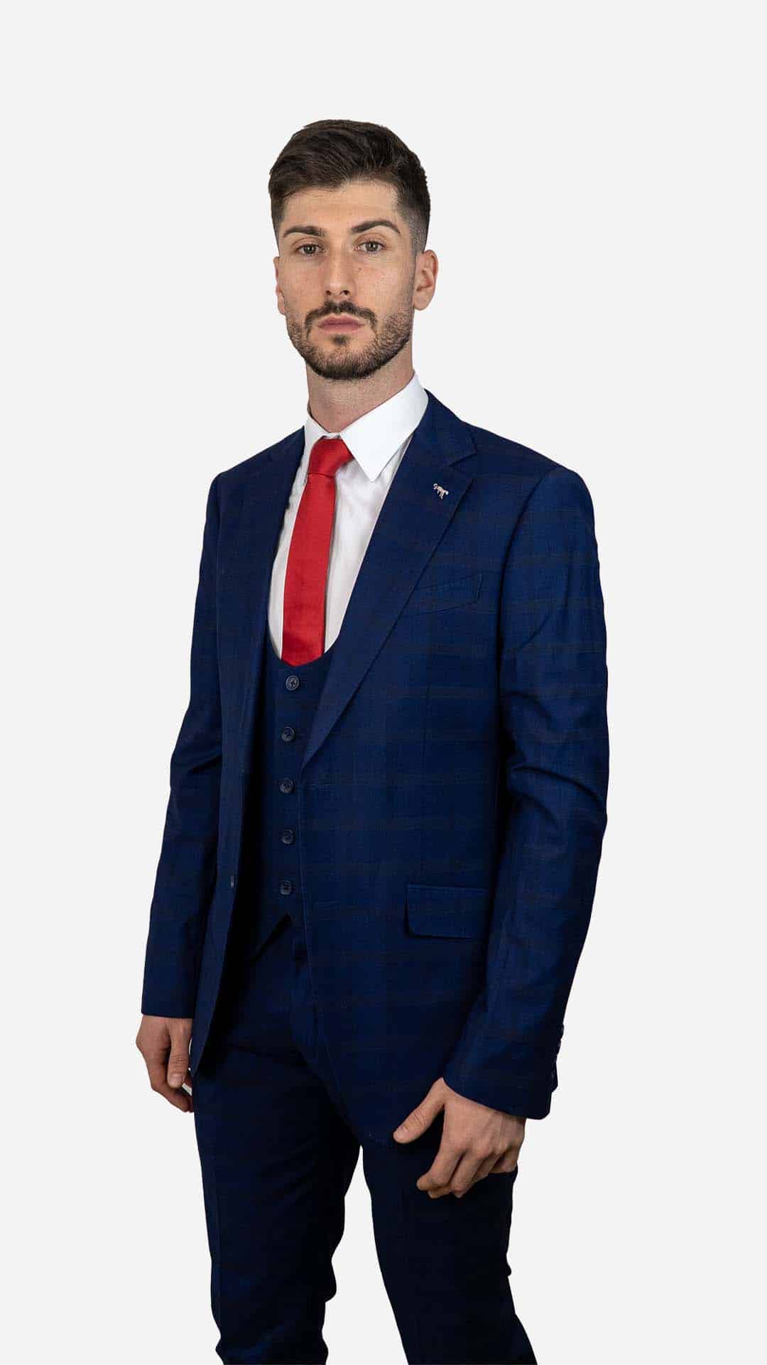 Fato Xadrez Azul Escuro