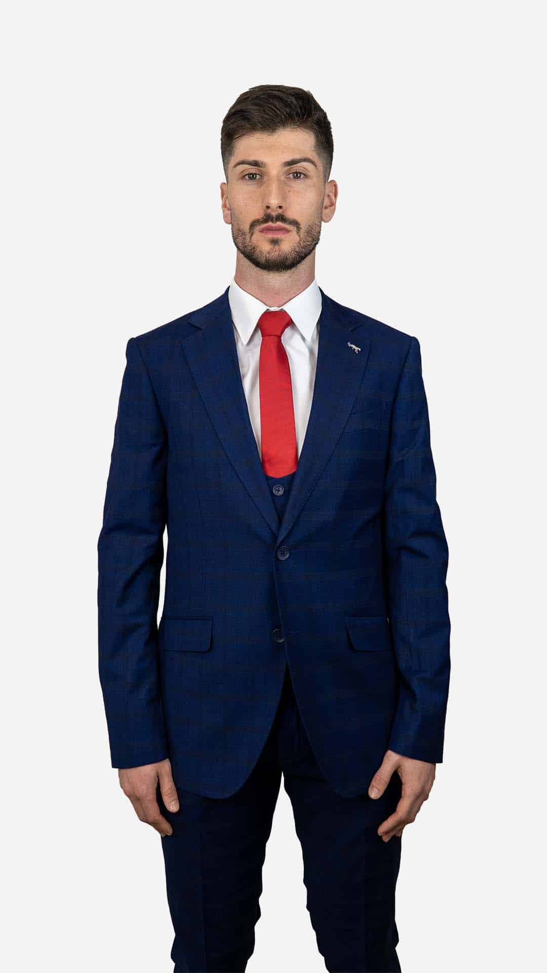 Fato Xadrez Azul Escuro