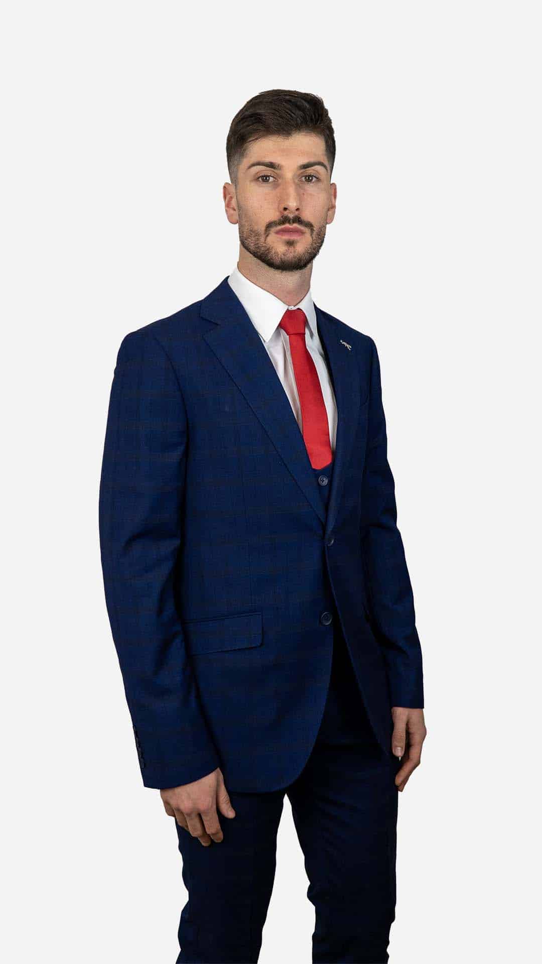 Fato Xadrez Azul Escuro