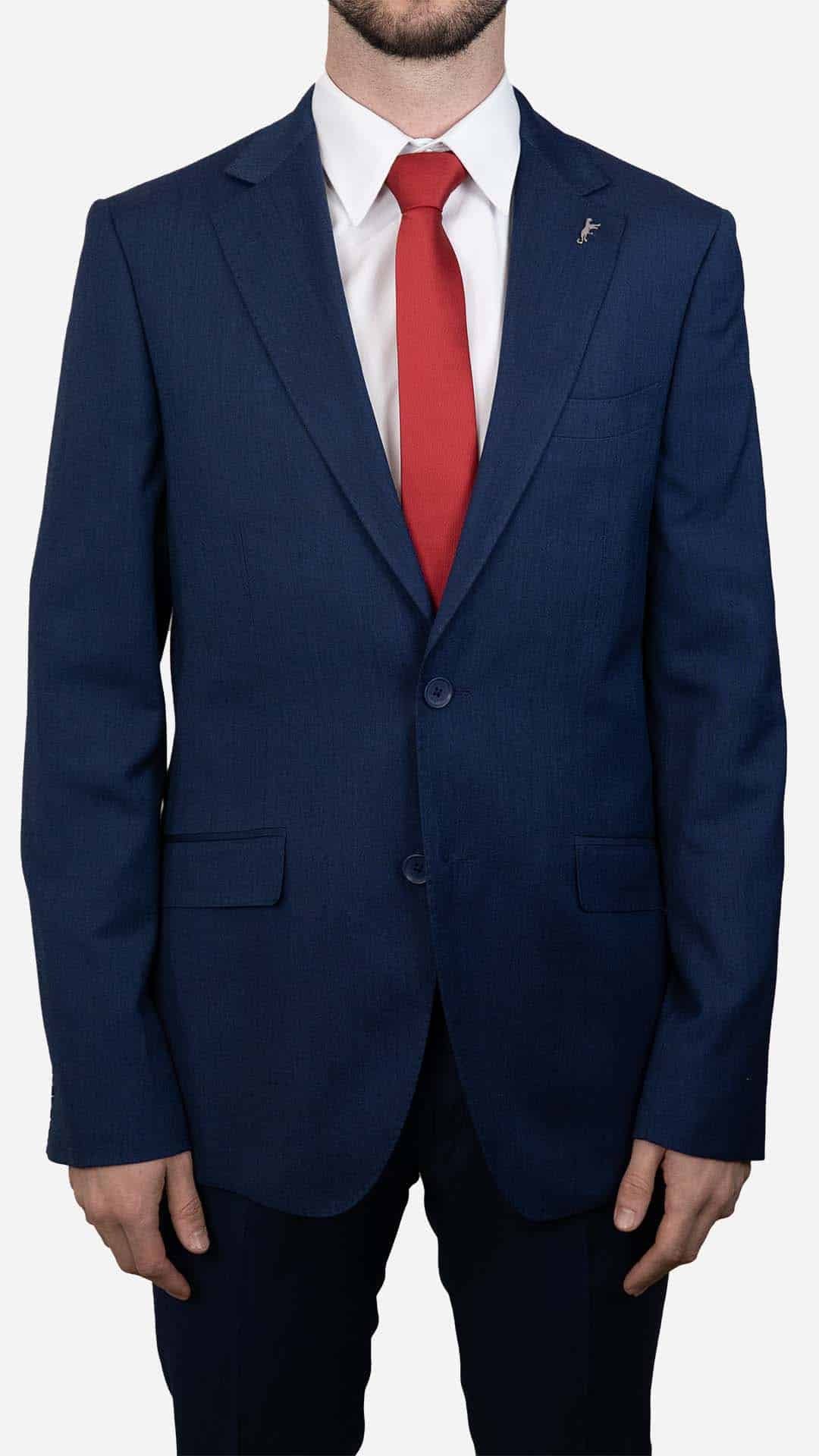 Fato Pleat Azul Escuro