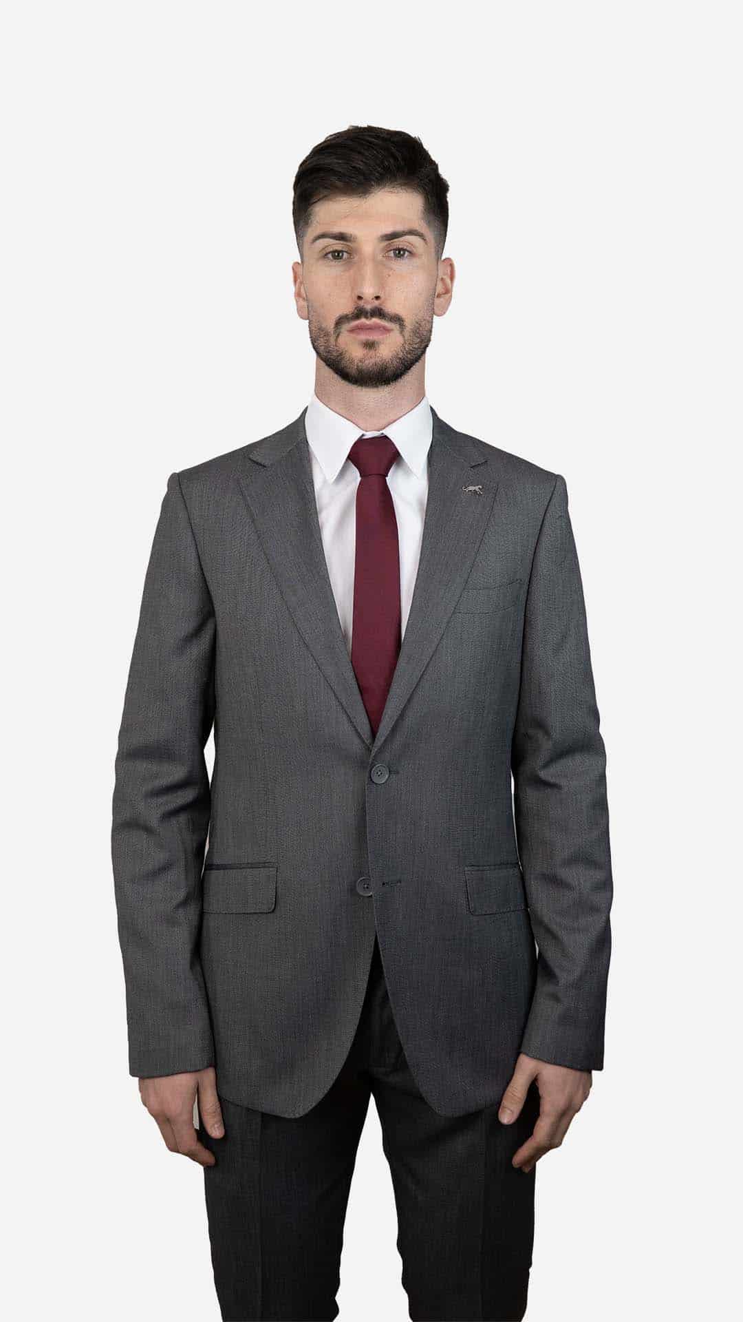 Fato Pleat Cinzento