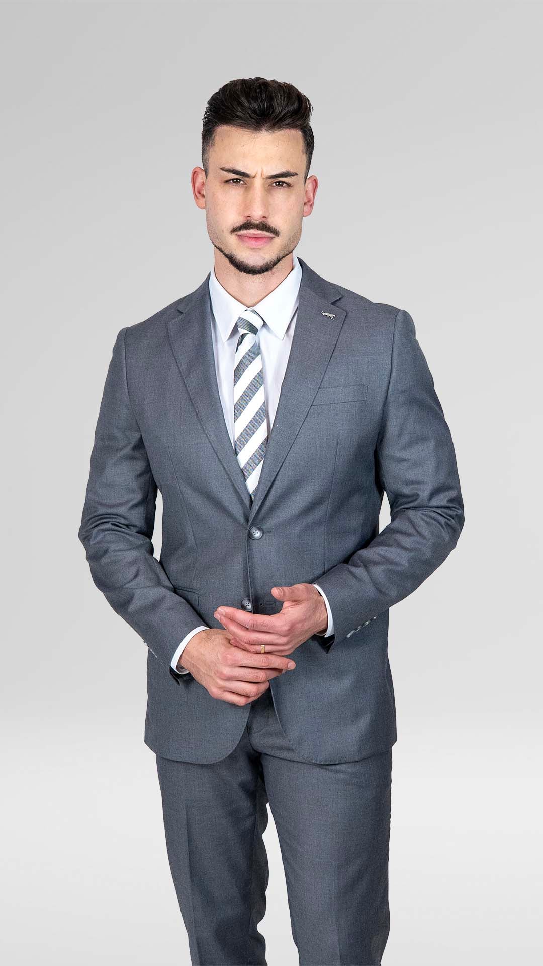 Fato Cinza Slim Fit