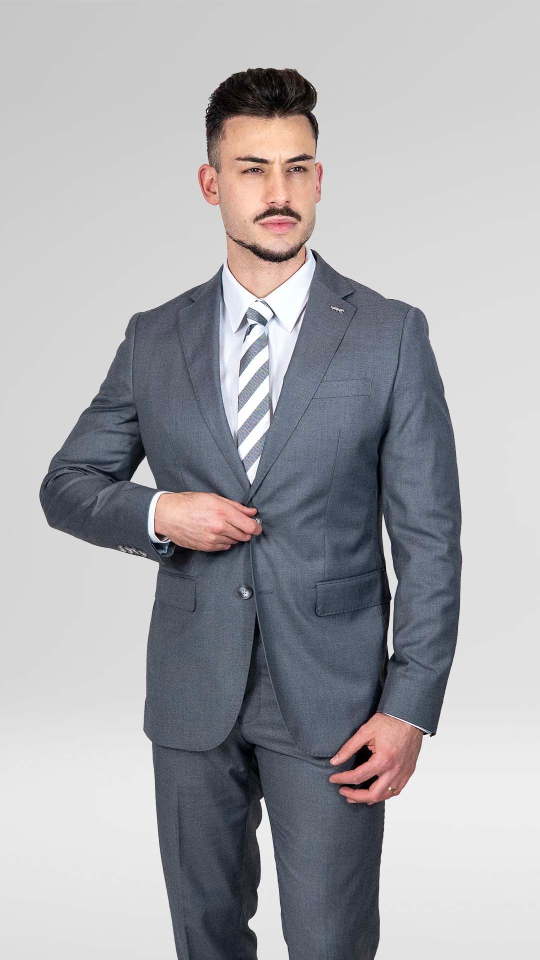 Fato Cinza Slim Fit