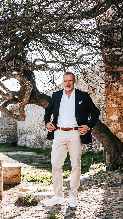 Blazer com Lenço Azul Escuro